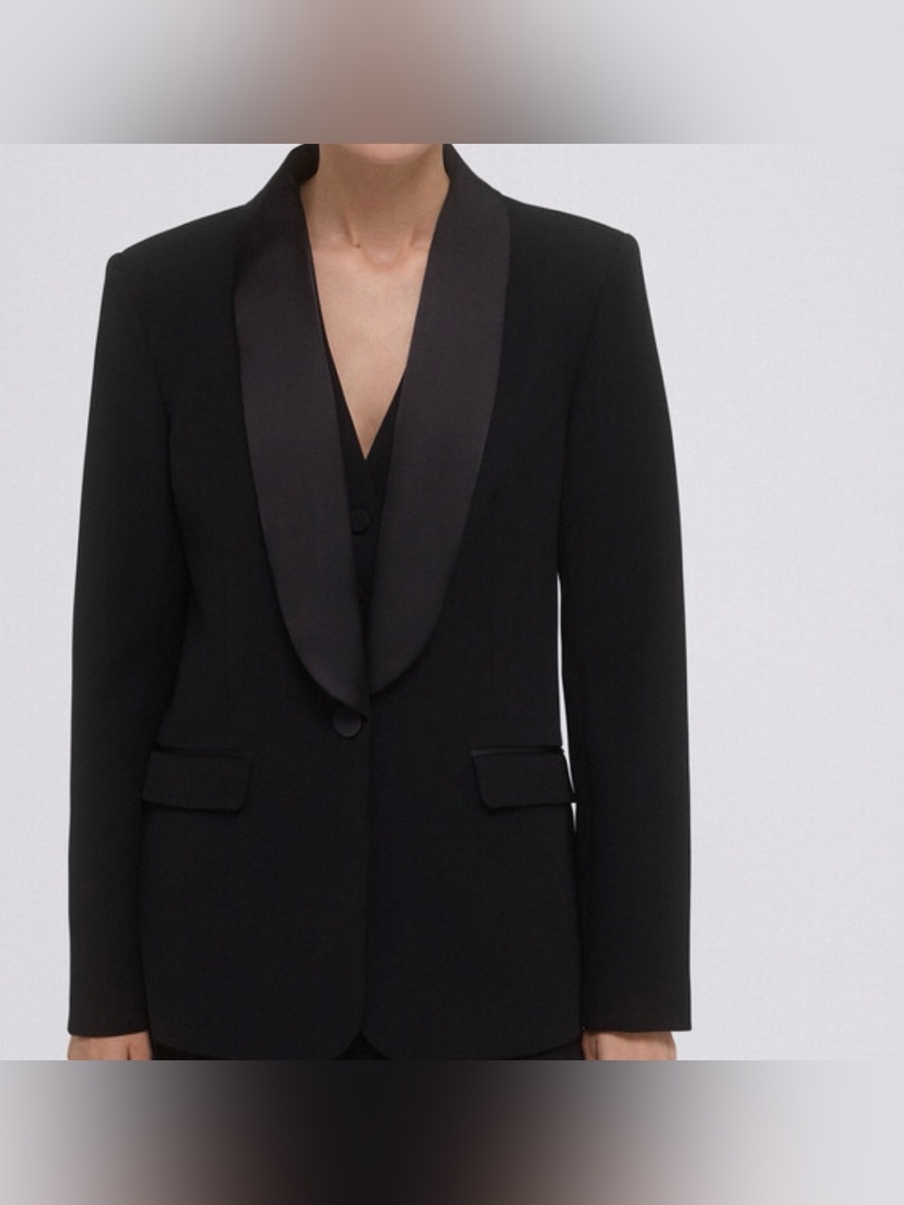 Material Girl Black Satin Shawl Collar Blazer